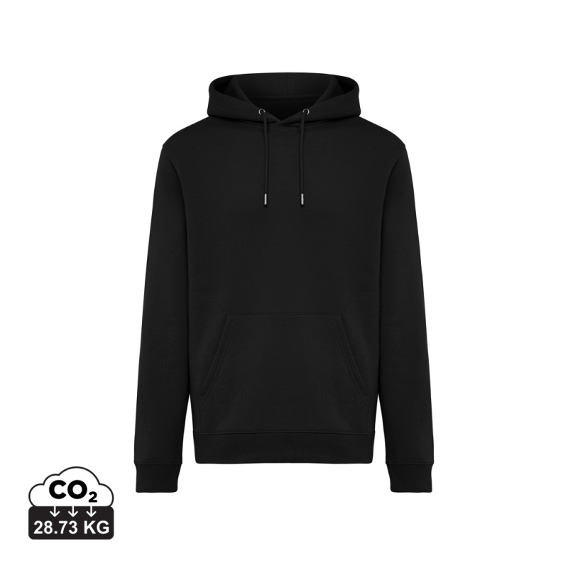 IQONIQ Joshua Unisex mikina s kapucňou z rec. bavlny čierna XS