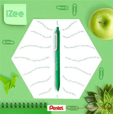 Guľôčkové pero, 0,35 mm, stláčací mechanizmus, PENTEL "iZee", zelená