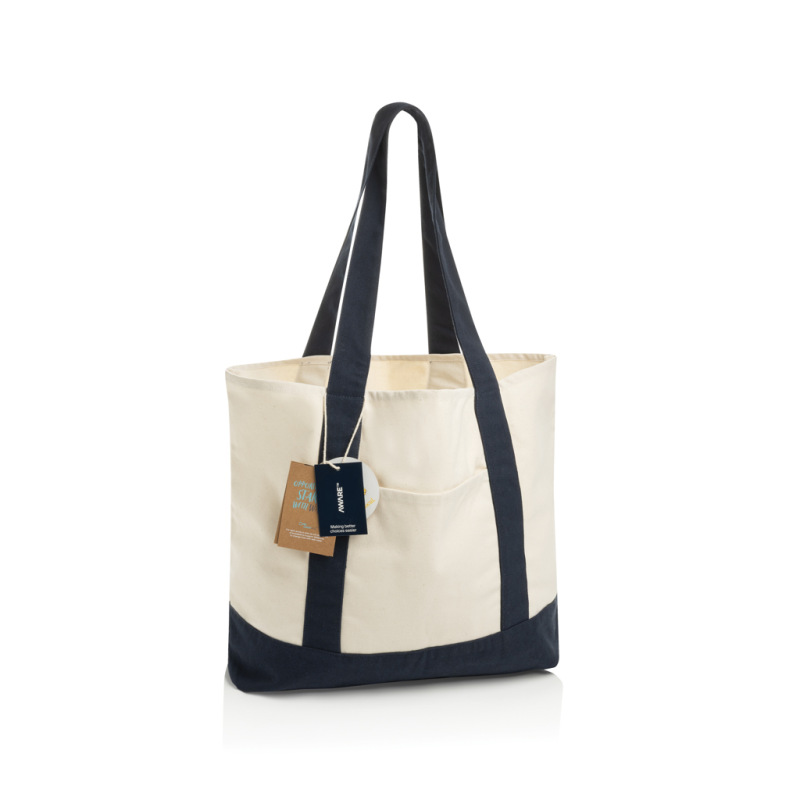 SHOP LOCAL AWARE™ recyklovaná bavlnená taška tote s gramážou námornícka modrá