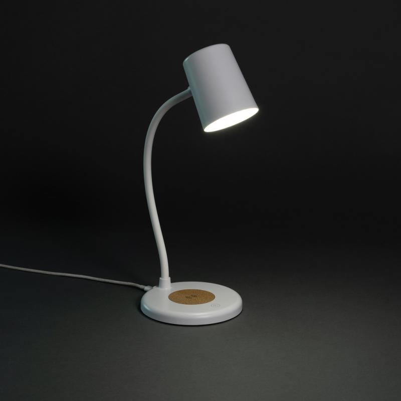 Stolná lampa Zenara s 15 W bezdr. nabíjaním z RCS plastu biela 11