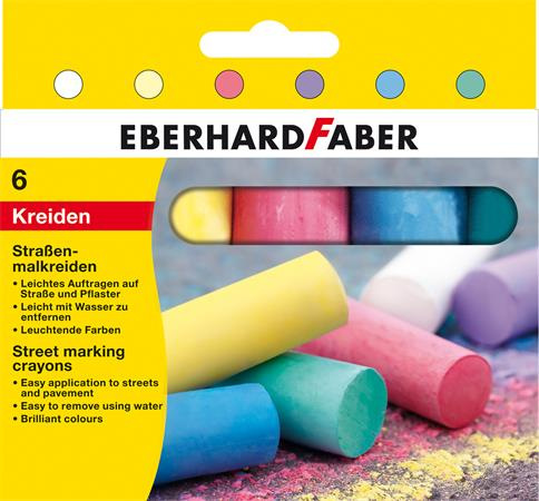 Krieda na asfalt, valcovitý tvar, EBERHARD FABER, 6 rôznych farieb