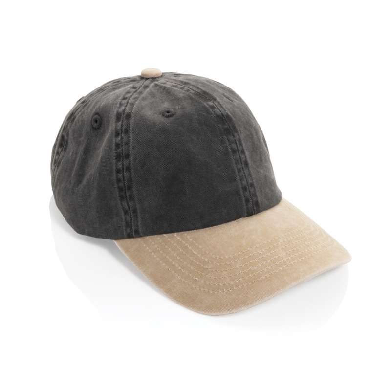 Dvojfarebná šiltovka BEAU AWARE™ Washed, 6 panelov, 270 g/m² čierna 1