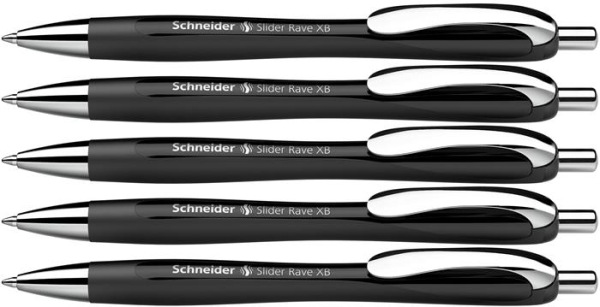 Guľôčkové pero, 0,7 mm, stláčací mechanizmus, SCHNEIDER "Slider Rave XB", čierne, modré 4