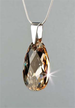 ART CRYSTELLA Retiazka, Crystals from SWAROVSKI® , s príveskom v tvare kvapky, golden shadow, 16 mm