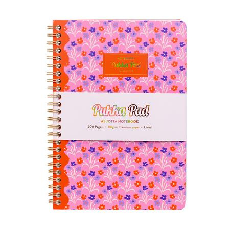 Špirálový zošit, A5, linajkový, 100 listov, PUKKA PAD "Floral Jotta Notebook", mix 4