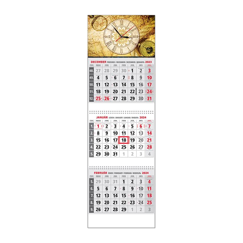 Plánovací kalendár KLASIK 3M sivý 2024