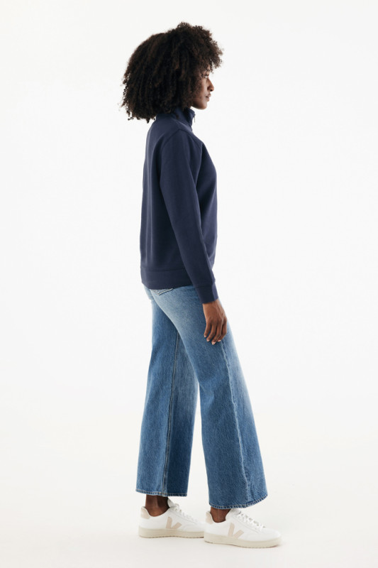 IQONIQ Elgon sveter s krátkym zipsom z recyklovanej bavlny námornícka modrá XL 6