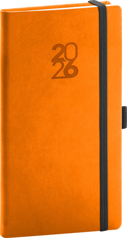 NOTIQUE Vreckový diár Aprint Top 2026, oranžový, 9 x 15,5 cm