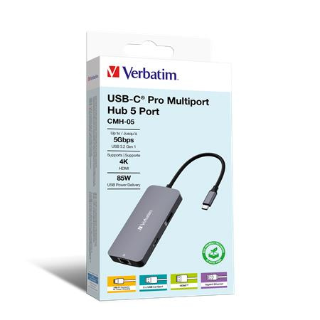 USB HUB, USB-C PD/1xHDMI/1xRJ45/2xUSB-A 3.2 Gen1, VERBATIM 2