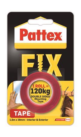 Lepiaca páska, obojstranná, 19 mm x 1,5 m, HENKEL "Pattex Fix 120 kg",  piros