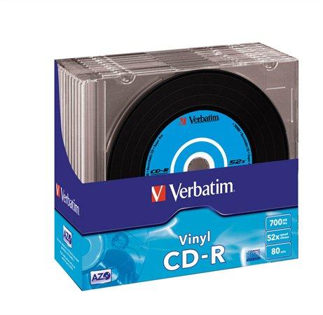 CD-R disk, AZO, 700MB, 52x, 10 ks, tenký obal, VERBATIM "Vinyl"
