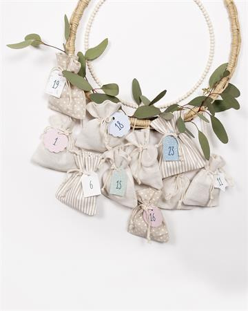 Adventný kalendár, s vrecúškami, textil, FOLIA "Nature", vianočné vzory 2