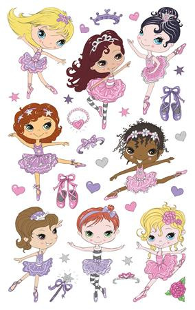 Nálepky, papier, 1 hárok, 76x120 mm, AVERY ZWECKFORM, "Z-Design No.53221", balerína 2