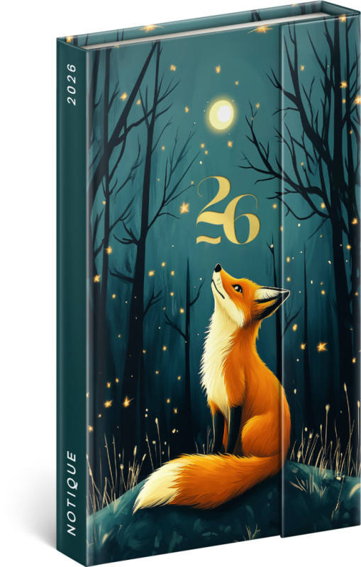 NOTIQUE Týždenný magnetický diár Líška 2026, 13 x 21 cm