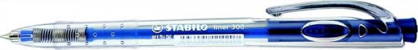 Guľôčkové pero, 0,38 mm, stláčací mechanizmus, STABILO "Liner 308", modrá