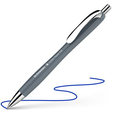 Guľôčkové pero, 0,7 mm, stláčací mechanizmus, SCHNEIDER "Slider Rave XB", sivé 1