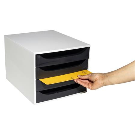 Úložný box na dokumenty, plastový, 4-zásuvkový, EXACOMPTA "Ecobox Office", sivá-čierna 3
