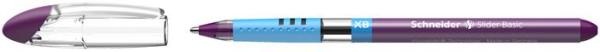 Guľôčkové pero, 0,7 mm, s vrchnákom, SCHNEIDER "Slider Basic XB", fialová