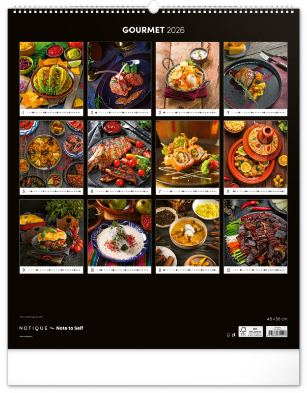 NOTIQUE Nástenný kalendár Gourmet 2026, 48 x 56 cm 13