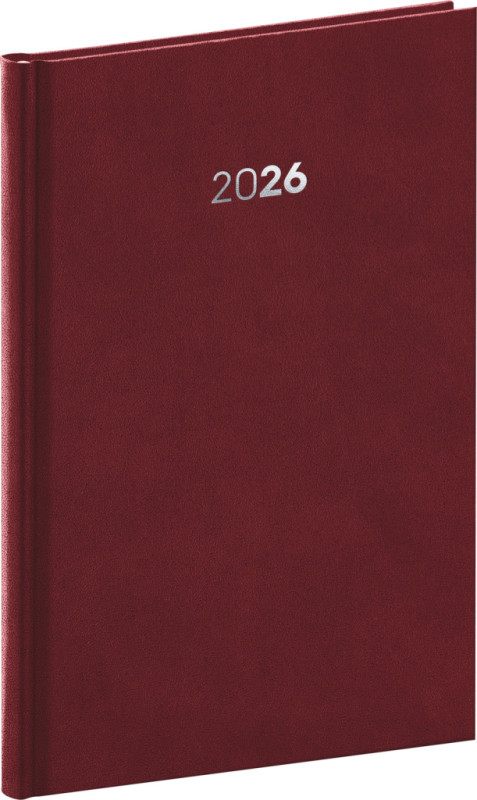 NOTIQUE Týždenný diár Balakon 2026, bordový, 15 x 21 cm