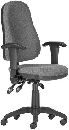 . Kancelárska stolička, čalúnená, čierny podstavec, s opierkami rúk, "XENIA ASYN", sivá