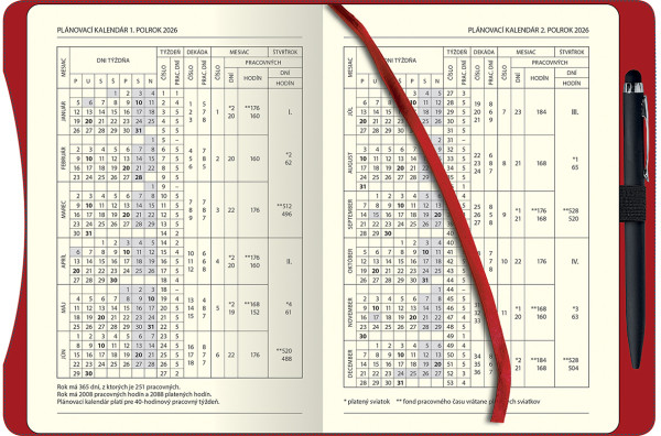 Týždenný diár A5 SMART red 2026 4