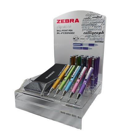 Guľôčkové pero, displej, 0,24, teleskopické, ZEBRA "SL-F1", modré, svetlé farby 1