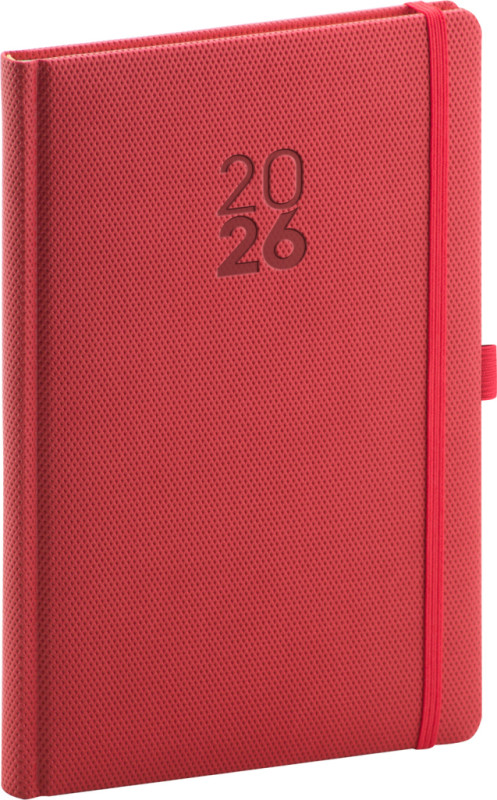 NOTIQUE Týždenný diár Diamante 2026, červený, 15 x 21 cm