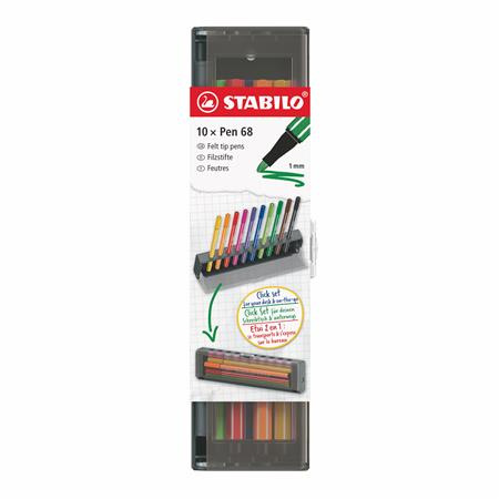 Fixky, sada, 1 mm, STABILO "Pen 68", 10 ks stolová sada 1