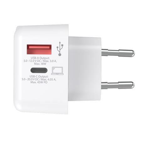Sieťová nabíjačka, 1xUSB-A, 1xUSB-C, PD, 45W, GaN, USB-C kábel, SKROSS 2