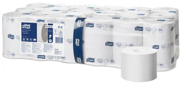 Toaletný papier, T7 systém, 2-vrstvový, priemer: 13,1 cm, Premium, TORK "Mid-size", biela