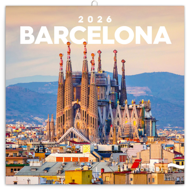 NOTIQUE Poznámkový kalendár Barcelona 2026, 30 x 30 cm