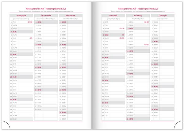 NOTIQUE Týždenný diár Aprint 2025, červený, 18 x 25 cm
