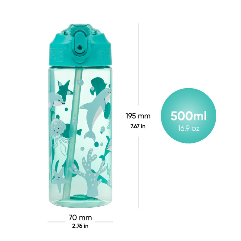 BAAGL Tritanová fľaša na nápoje so slamkou Delfín, 500 ml 4