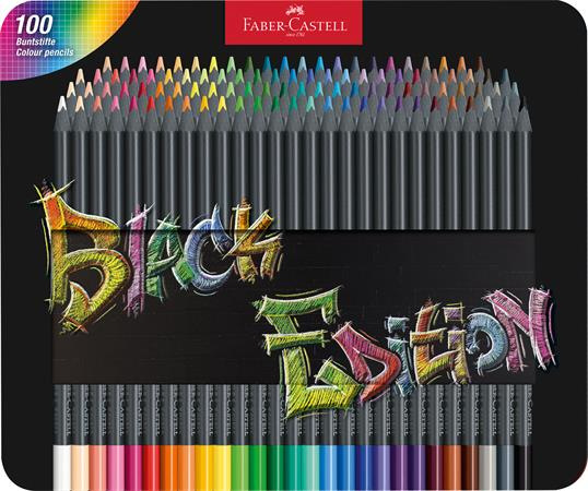 Farebné ceruzky, sada, trojhranné, v plechovej krabičke, FABER-CASTELL "Black Edition", 10