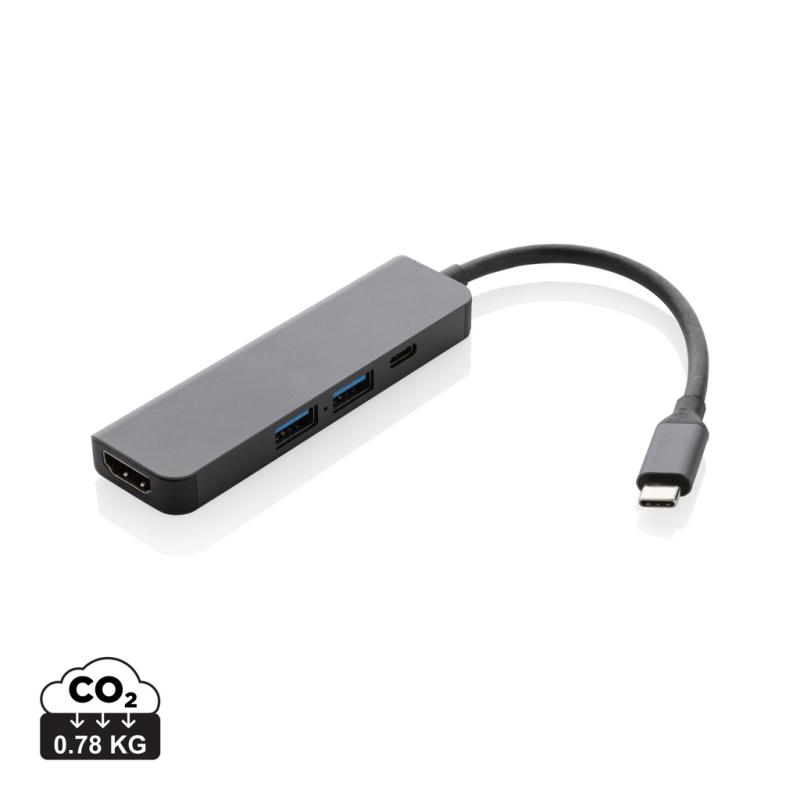 Hub s HDMI vstupom Terra z RCS recykl. hliníka sivá