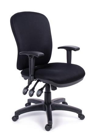 Kancelárska stolička, opierky rúk, čalúnená, čierny podstavec, MAYAH "Super Comfort", čier