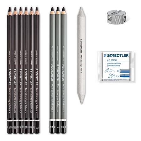 Grafitová ceruzka, so strúhadlom, s gumou, STAEDTLER "Design Journey Mars Lumograph", 6 rô