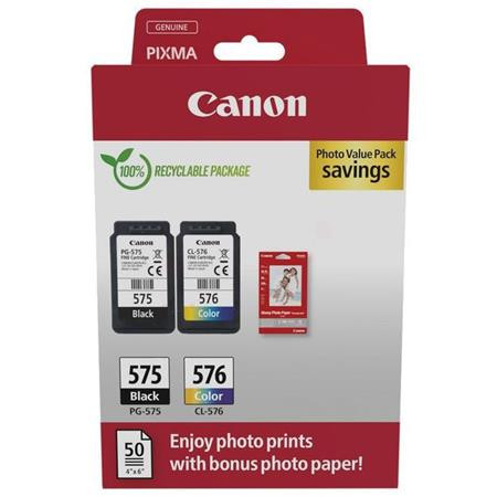 CANON Multipack PG-575/CL-576 + GP-501 fotopapier, čierna a farebná náplň (po 100 strán) + 50 há