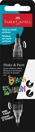 Dekoračný popisovač, 1,0/3,0 mm, obojstranný, akrylový, FABER-CASTELL "Shake&Paint", čiern