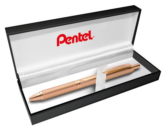 Gélové pero, 0,35 mm, stláčací mechanizmus, telo pera: rosegold, PENTEL "EnerGel BL-407" m