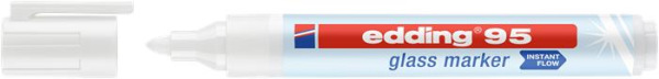 Popisovač na sklenené tabule, 1,5-3 mm, kuželový, EDDING, biely 1