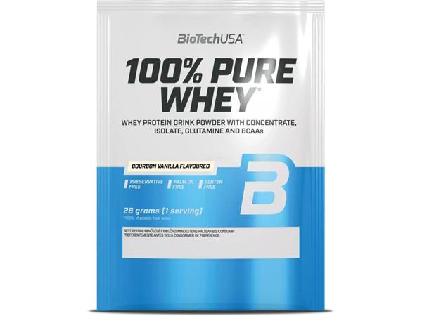Srvátkový proteínový prášok, 28g, BIOTECH USA "100% Pure Whey", bourbon vanilka