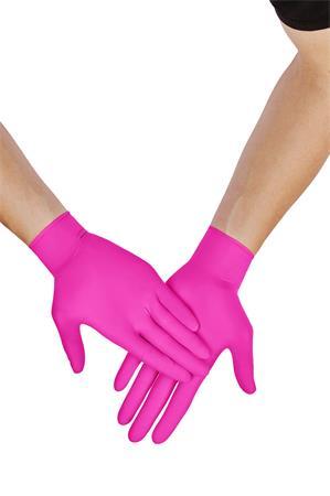 . Ochranné rukavice, jednorazové, nitril, XL méret, 100 ks, nepudrované, magenta