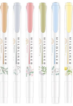 Zvýrazňovač, sada, 1,4/4 mm, obojstranný, ZEBRA "Mildliner Scented Fragrance", 6 rôznych f
