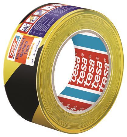 Označovacia páska na podlahy, 50 mm x 33 m, TESA "Professional Premium", čierna-žltá