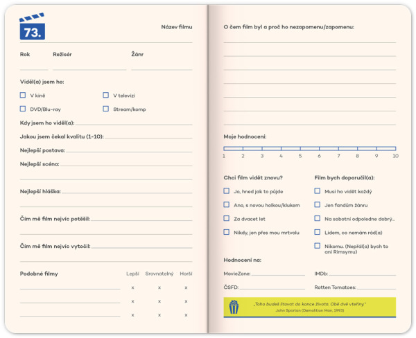 NOTIQUE Notes Zápisník filmožrúta CZ, 13 x 21 cm 1