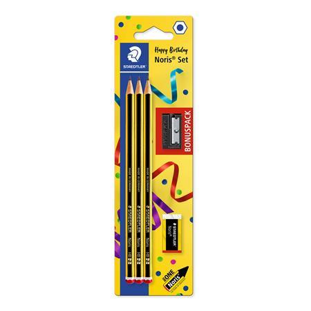 Grafitová ceruzka, HB, šesťhranná, so strúhadlom a gumou, STAEDTLER "Noris"