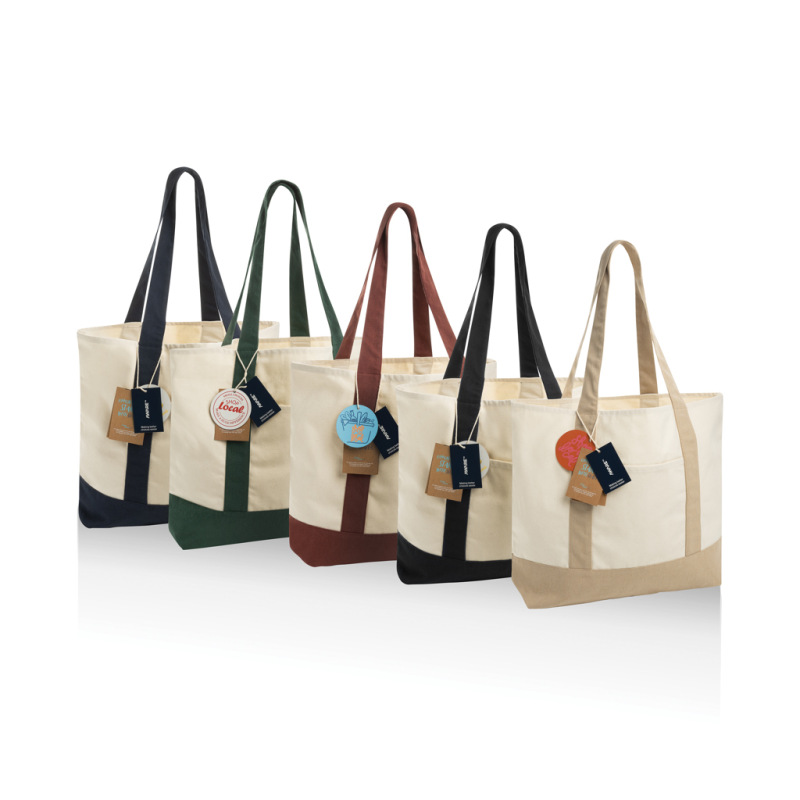 SHOP LOCAL AWARE™ recyklovaná bavlnená taška tote s gramážou zelená 4