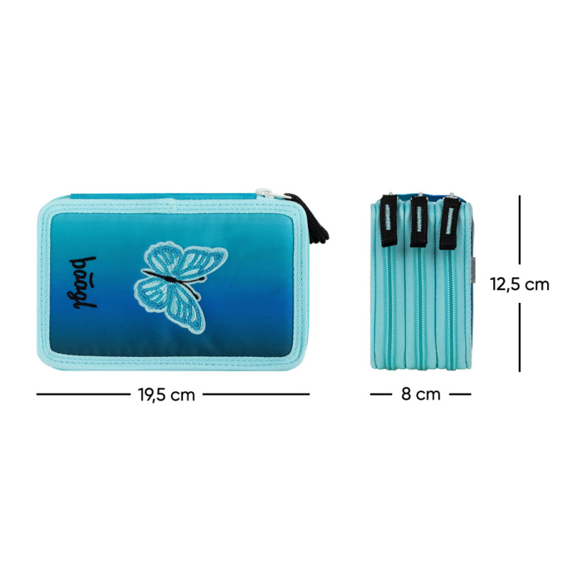 BAAGL Školský trojposchodový peračník Butterfly GRS 5